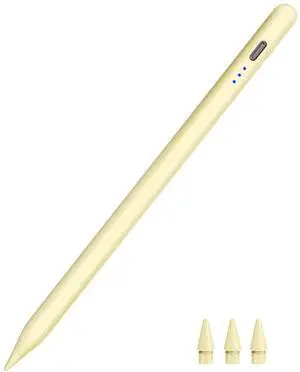 Pen for iPad 2018-2025, HATOKU 15 Mins Fast Charging Pencil 1st Gen with Tilt & Palm Rejection Compatible with iPad Air 3/4/5/M2/M3, iPad mini 5/6, iPad 6/7/8/9/10/11, iPad Pro 11"/12.9"/M4 (Yellow)