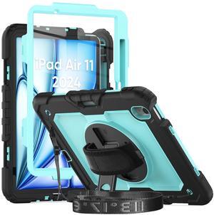 Herize Case Compatible with iPad Air 11 2025/2024 with Screen Protector Pen Holder | Case for iPad Air 7th/6th Gen 11 inch | Heavy Duty Rugged Protective Cover W/Hand Strap Shoulder Strap