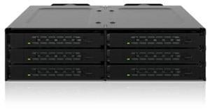 ICY DOCK 6 Bay U.2 / U.3 NVMe SSD(7mm) PCIe 4.0 Mobile Rack Enclosure for 5.25" Bay (SlimSAS SFF-8654 8i) - ToughArmor MB118VP-B