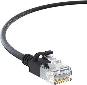 InstallerParts 7 FT (10 Pack) Cat6A Ethernet Cable - Black - Slim Cable - 10Gigabit/Sec - High Speed Internet - UTP Booted