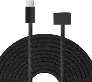 iPartsleader Braided 140W USB-C to Magnetic 3 Power Cable, Compatible with MacBook Pro M1/M2/M3 Pro/Max 14"/16" 2021/2022/2023 & MacBook Air 13.6"/15.3" M2/M3 2022/2023/2024-6.6ft (Space Black)