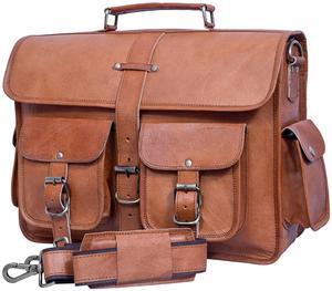 Genuine Leather Messenger Bag for Men & Women Leather Satchel Laptop Briefcase Vintage Crossbody Work Bag for Office & Travel