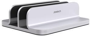 JOKItech Double Aluminum Laptop Vertical Stand Organizer, Sturdy Notebook Computer Holder Stand Compatible with New Liquid Retina XDR Apple MacBook Air/Pro, Mac Mini, Apple TV and iPad Pro - Silver