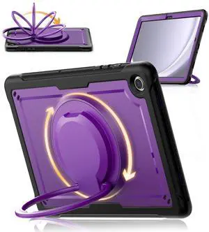 KAIJIAbox Case for Samsung Galaxy Tab A9 Plus/A9+ 11 Inch 2023,Lightweight Shockproof Drop-Proof Case,360deg Rotating Handle Stand,Adjustable Shoulder Strap&Pencil Holder(Purple)