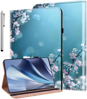 KEFBWAO Case for All-New  Fire HD 10 and 10 Plus Tablet (13th/11th Generation, 2023/2021 Release), Stylus Holder Flip Wallet Leather Shockproof Cover for Fire HD 10 2023 Case, Plum Blossom