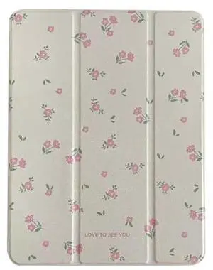 Pink Flower Case for iPad Air with Pencil Holder, Acrylic Case for iPad Pro, for iPad 2018 2020 2022 Cover, for iPad 9.7"/ 10.2"/ 10.9"/ 11 12.9 inch (18/20/21/22 11'')