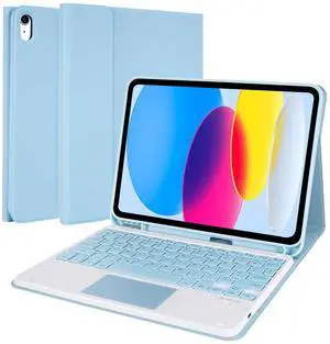 LAMA Touchpad Keyboard Case for iPad (A16) 11th Gen 2025 /10th Gen 2022, Folio Cover with Pencil Holder, Multi-Touch Trackpad, Wireless Magnetic Keyboard for iPad 11th 10th Generation, Blue