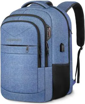 Lapsouno Travel Laptop Backpack, Travel Backpack, TSA Laptop Backpack, 15.6 inch Bag with USB Port, TSA Friendly Water Resistant College School Business Computer Bag Backpack Men Women, Blue