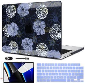 LCMOCICO for MacBook Pro 14 inch Case 2024 M4 A3112 A3185 A3401 & 2023 M3 A2918 A2992 & M2 A2779 / M1 A2442 2022 2021 M4 M3 M2 M1 Pro/Max Chip, Pattern Plastic Hard Shell Cases, Hand-Painted Flower