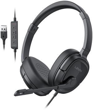LEVN Headset with Mic, USB Headset with Microphone for PC with Noise Cancelling from Home/Office/Call Center, Super Lightweight Design for Long