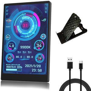3.5in Computer Temp Monitor, IPS Full View Temperature Display, USB Mini Screen for AIDA64 PC CPU RAM, Plug and Play (Black)