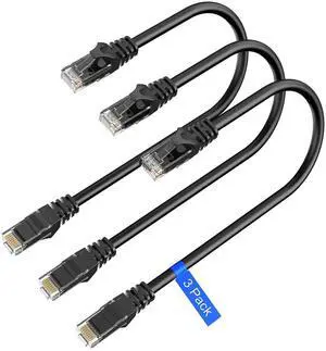LinkNexa Cat 6 Ethernet Cable 16ft(3 Pack), High Speed 10Gbps Network Cable, UTP 24AWG Flexible RJ45 LAN Internet Cable for Computer, Router, Modem, PS4/5, Xbox, Gaming, Black