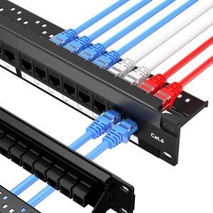 LinkNexa 24 Port Cat6 Patch Panel, 10G Pass-Through Keystone RJ45 Coupler, UTP 19-Inch 1U Network Panel with Removable Back Bar, Ethernet Patch Panel for Cat5, Cat5e, Cat6 Cabling