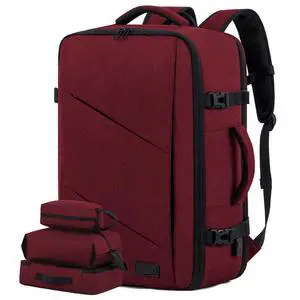 LOVEVOOK Travel Carry on Backpack, Large 40L Personal Item Travel Bag for Men & Women Flight Approved with 3 Packing Cubes, Suitcase Water Resistant Luggage Daypack Business Weekender Bag,Wine Red