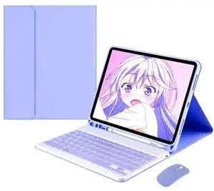 GOOVEN Keyboard case with Mouse for iPad Pro 13 inch (2024),7th Generation Ultra Thin Bluetooth Keyboard Built-in Pencil Holder Magnetic Detachable Wireless Keyboard,Purple