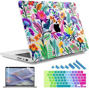 May Chen Compatible with M3 MacBook Pro 16 A2991 M2 A2780 M1 A2485 Pro/Max with Retina Display Fits Touch ID 2023 2022 2021, Hard Shell Case with Keybaord Cover & Screen Protector, Colorful Flowers