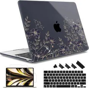 May Chen for M4 MacBook Air 13.6 Inch Case 2025 2024 2023 2022 Release Models: A3240 A3113 M3 A2681 M2, Plastic Hard Shell Case for MacBook Air 13.6" with Retina Display Fits Touch ID, Floral Art