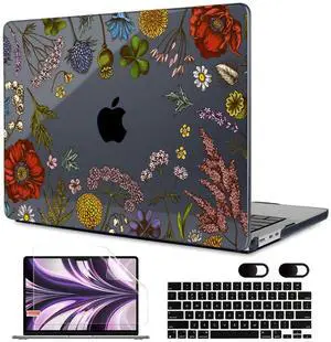 MEEgoodo Case for MacBook Air M4/M3/M2 13.6 inch 2025 2024 2022, Fit Model A3240 A3113 A2681, Compatible with MacBook Air 13 inch, Laptop Hard Shell Case with Keyboard Cover, Clover