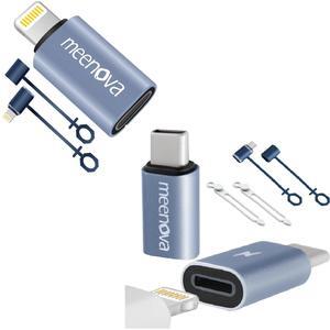 Meenova 2 Pack, 27W, USB C to Lightning Adapter for iPhone 14 13 12 11, 60W Lightning to USB C Adapter for iPhone 16 15 Pro Max Plus, S24, Type C Charging Converter