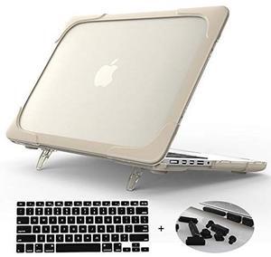 Mektron[Heavy Duty][Snap on][Dual Layer] Rubberized Hard Case Cover for MacBook Pro 15 inch with Retina Display Model A1398 (NO CD-ROM Drive,NO Touch bar) (Khaki)