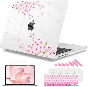 Mektron for M4 MacBook Pro 14-inch Case 2024 A3112 A3401 A3185 Fits 2023/2021 M3 A2918 A2992 M2 A2779 M1 A2442 Pro/Max, Printed Plastic Hard Shell Laptop Cover, Sakura