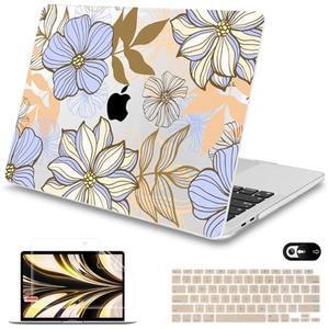 Mektron for MacBook Air 13 Case A1466/A1369 (2010-2017 Release), Snap-on Plastic Hard Shell Cover for MacBook Air 13.3 inch with Keyboard Cover, Abstract Floral