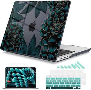 Mektron for M4 MacBook Pro 14-inch Case 2024 A3112 A3401 A3185 Fits 2023/2021 M3 A2918 A2992 M2 A2779 M1 A2442 Pro/Max, Printed Plastic Hard Shell Laptop Cover, A-Dahlia