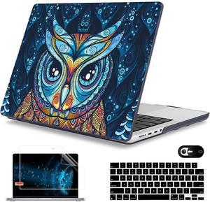 Mektron Case for MacBook Pro 16" M4 A3403 A3186 M3 A2991 M2 A2780 M1 A2485 (2021/2023/2024) Pro/Max with Touch ID, Hard Shell Plastic Laptop Cover Keyboard Cover Screen Protector, Owl