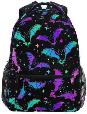 MNSRUU Student School Bag Halloween Luminous Bats Backpack for Girls Boys College Bookbag Laptop Rucksack Travel Backpack for Adult Teen Casual Daypack