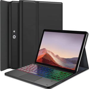 Nanhent Touchpad Keyboard Case for 12.3" Microsoft Surface Pro 7+/Pro 7/Pro 6/Pro 5/Pro 4/Pro 3, 7 Color Rainbow Backlight Detachable Bluetooth Trackpad Keyboard Folio Smart Cover