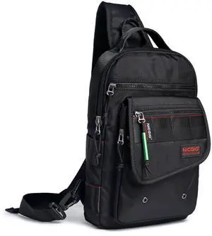 NICGID Sling Bags, Chest Shoulder Backpacks Crossbody Purse Outdoor Chest Bag Travel Backpack for Men Women (Black-385)