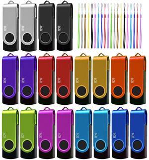 4GB USB Flash Drive 20 Pack, Nicepicten USB 2.0 Thumb Drives Zip Drive USB 4GB Memory Stick Swivel Pendrive Jump Drives Multipack with 20PCS Lanyard for Events Office (Colorful 20Pack 4 GB)