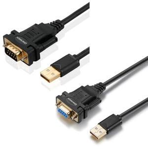 OIKWAN USB to RS232 DB9 Serial Cable Male Converter Adapter and 6ft USB 2.0 to Female DB9 Serial Cable for Windows 11,10, 8, 7, Vista, XP, 2000, Linux and Mac OS