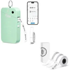 ORGSTA S001 Label Maker Machine with Tape, Portable Bluetooth Label Maker for Home and Office Organization, Thermal Label Printer with 3 Roll Label Maker Tape - White