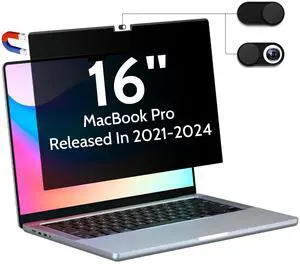 Peslv Magnetic Privacy Screen for MacBook Pro 16 Inch (2021-2024, M1, M2, M3, M4), 16inch Removable Matte Anti Blue Light Glare Private Filter Protector for Mac Pro 16.2" Laptop