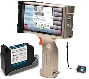 Phezer Industrial Handheld Inkjet Printer with 1200 DPI Precision, 0.5 inch Print Height 6.5 Inch Touchscreen for Text/Barcode/Logo/QR/Counter/Batch Number/Date on Any Surface (PRX 880)