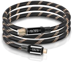 SKW Audiophiles USB Printer Cable Type C/USB C to USB B High Speed DAC Decoder Cable 3.2ft / 1M