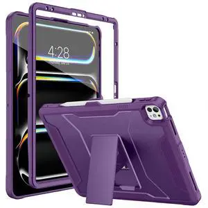 Soke Case for iPad Air 13 Inch M3/M2 (2025/2024),iPad Pro 13 Inch M4,iPad Pro 12.9(2022 2021 2020,6th/5th/4th Gen), Rugged Shockproof Protective Cover with Built-in Kickstand - Purple