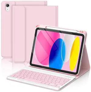 TaIYanG for iPad A16 11/10th Generation Case with Keyboard- Detachable Bluetooth Keyboard Case with Pencil Holder, Thin & Light- Folio Cover for iPad 11 inch A16 2025 10th Gen 10.9 Inch 2022 (Pink)