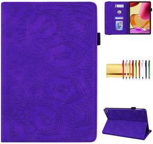 Case for  Fire Max 11 (2023), Techcircle Stylish Mandala Embossed PU Leather Folio Stand Soft TPU Back Cover Slim Lightweight Elastic Band Protective Case with Pen Holder & Card Slots, Purple