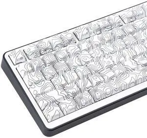 TIMSEKER 131 Keys White Topographic Keycap, PBT Material Custom Cherry Profile Keycap Set, Dye Sublimation Side Print Shine Through Topo Key Cap for Mechanical Gaming Keyboard