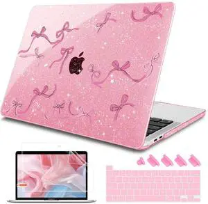 Tuiklol Case for 2022 MacBook Pro 13 Inch M2 Clip, 2021 2020 Release M1 A2338 A2289 A2251, Hard Shell Case for MacBook Pro 13.3" with Touch Bar Fits Touch ID and Retina Display, Bow-Pink