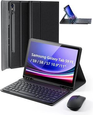 TUNKARMOR Case Keyboard for Samsung Galaxy Tab S10 FE / S9 FE / S9 / S8 / S7 10.9"/11" Built-in Pencil Holder with Mouse