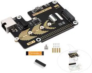 PCIe to Gigabit Ethernet and M.2 Adapter HAT Compatible with Raspberry Pi 5, Pi 5 NVMe HAT Support 2280/2260/2242/2230 NVMe M.2 SSD, 5Gbps Data Rate, High-Speed Reading/Writing, No Driver Needed