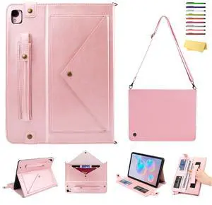UUcovers for iPad 9th/8th/7th Generation Crossbody Handbag Stand Case with Pencil Holder/Pockets [Shoulder Strap/Hand Strap] Magnetic Wallet Envelope Cover for iPad 10.2" 2021/2020/2019, Rosegold