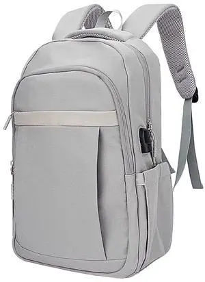 Veridina Women Men Laptop Backpack Casual Lightweight Rucksack Travel Business 15 inch Computer Bag with USB Charging Port For Work Daily Travelk,Grey