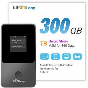 Global Travel Mobile Hotspot Device 4G Pocket Router No Roaming fee Built-in SIM Card No Need Physical Card No Contract 150 Countries Travel Portable WiFi Hotspot 300GB for US