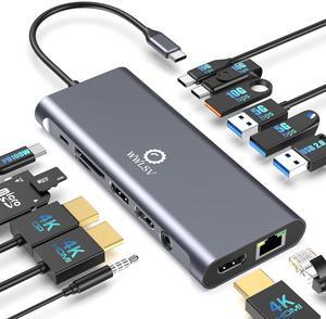 USB C Docking Station Dual Monitor, 14 in 1 Laptop Docking Station 3 Monitors with 2 HDMI 4K, DP, Ethernet, USB C/A 3.1, 100W PD, SD/TF, 3.5MM Audio/Mic, Compatible for MacBook, Dell, Lenovo, Surface