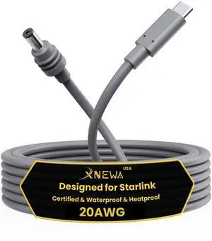 XNEWA Starlink Mini USB C Cable, DC Power Cable for starlink Mini Accessories, 100W Max, Waterproof, Compatible with 65W+ PD Source for Starlink Mini Dish Antenna Kit (2M/6.5FT)