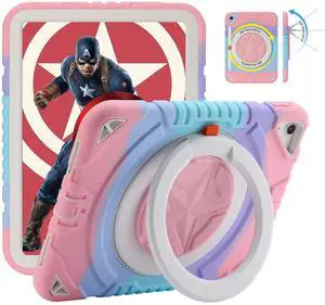XZC Case for iPad (A16) 11th Generation 11 Inch 2025/ iPad 10th Generation 10.9 Inch 2022 Heavy Duty Shockproof Rugged Cover with Rotating Stand/Pencil Holder/Carrying Shoulder Strap (Pink)
